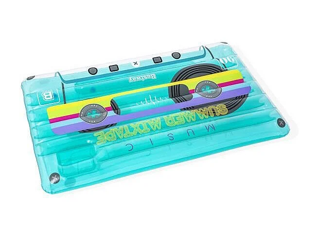 Materassino Gonfiabile per Spiaggia o Piscina Bestway Retro Beats 174x117 cm con Design Multicolore a Forma di Cassetta