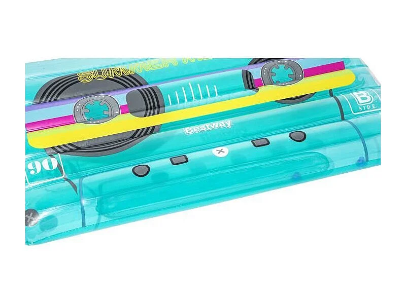 Materassino Gonfiabile per Spiaggia o Piscina Bestway Retro Beats 174x117 cm con Design Multicolore a Forma di Cassetta