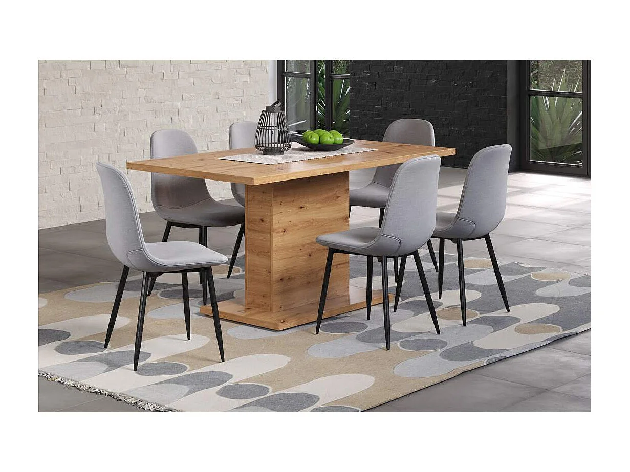 Table a manger FOLLOW 6 personnes - Mélamine chene artisan - L160 x P80 x H76 cm - TRENDTEAM