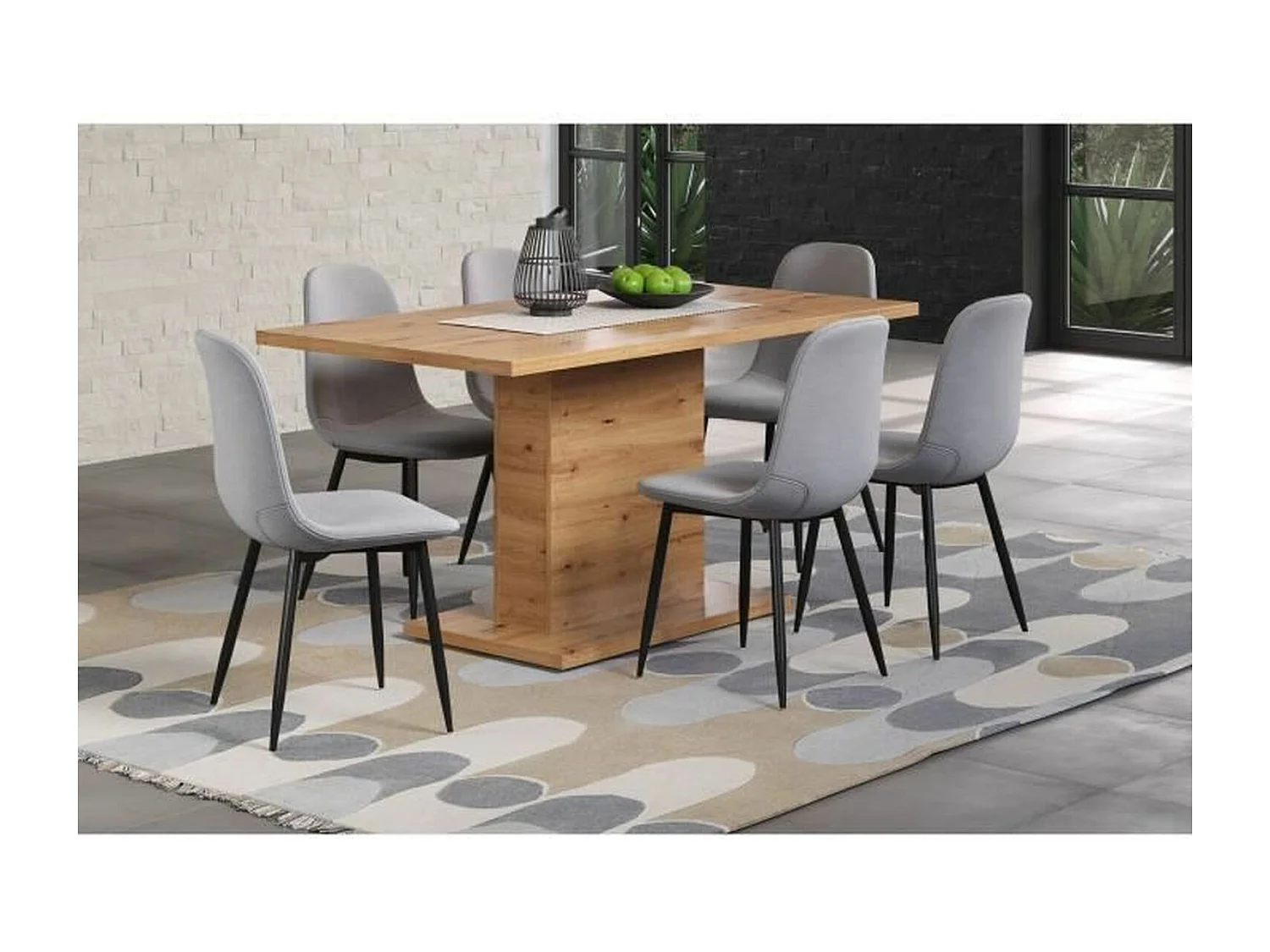 Table a manger FOLLOW 6 personnes - Mélamine chene artisan - L160 x P80 x H76 cm - TRENDTEAM