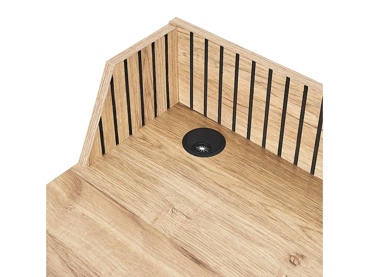 PAJAN - Bureau avec petits rangements Effet Bois avec Tasseaux