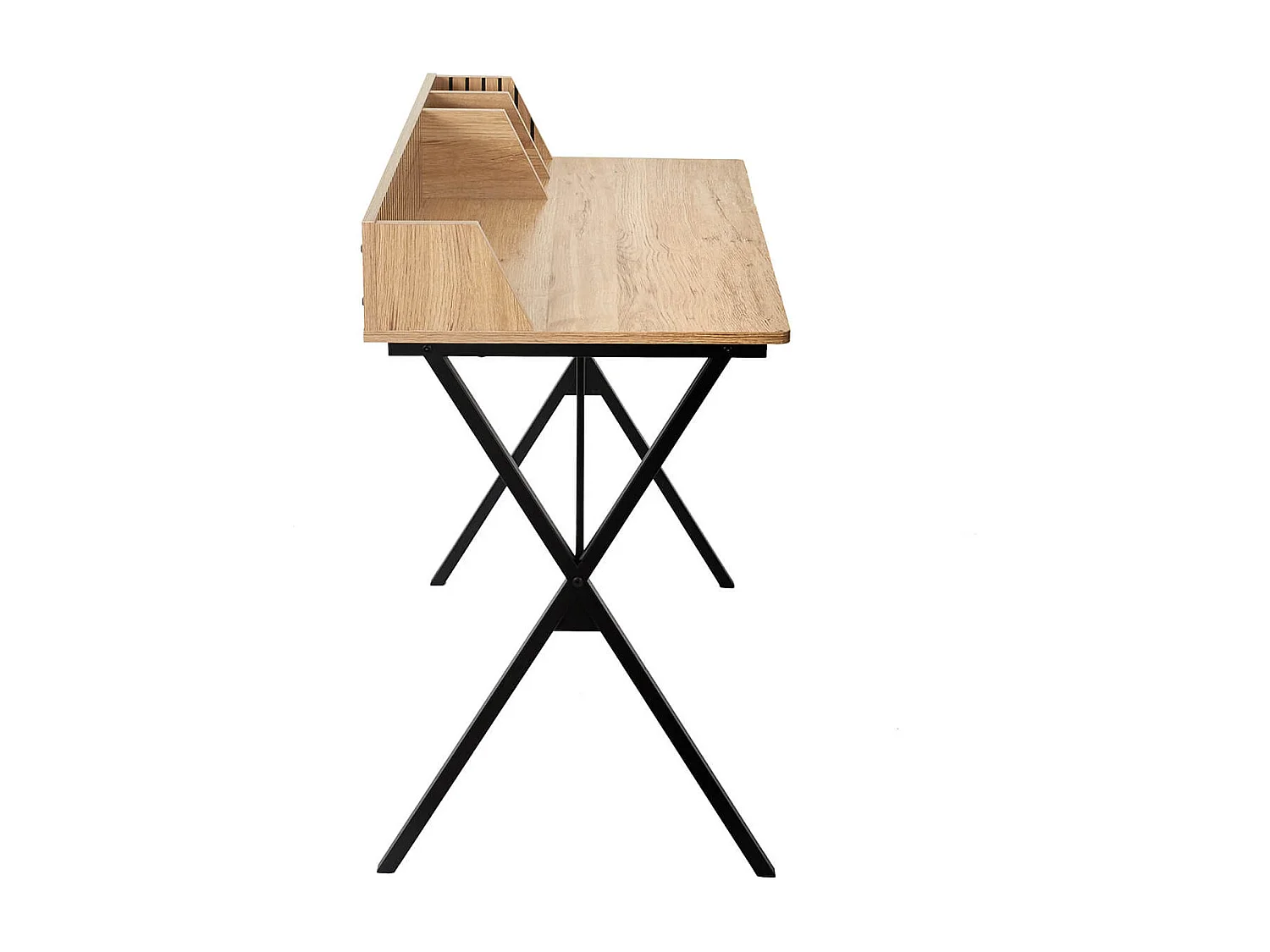 PAJAN - Bureau avec petits rangements Effet Bois avec Tasseaux