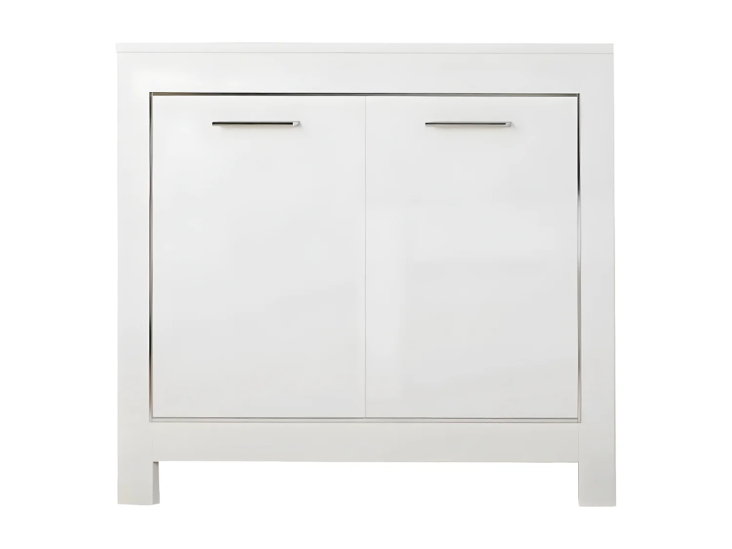 DENAE - Ensemble Salon Séjour Laqué Blanc Brillant Meuble TV + Buffet 2 Portes + Table 100cm