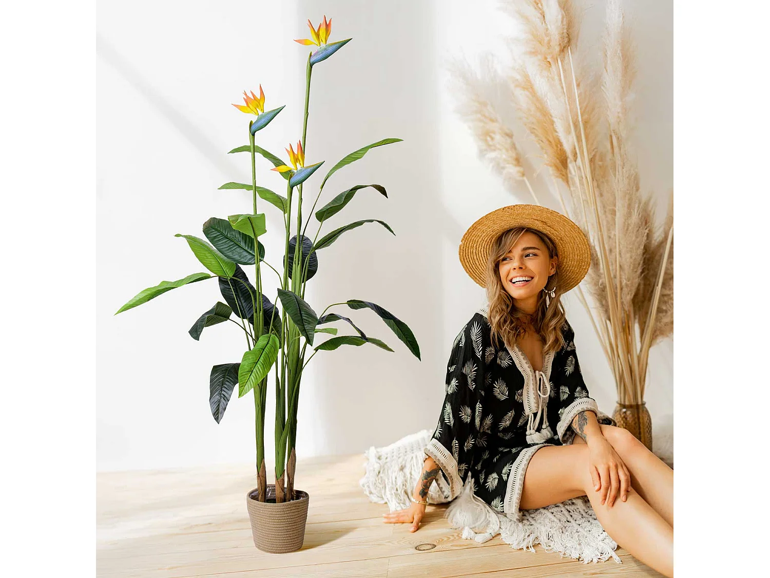 Bird of Paradise - Planta artificial em vaso H160 cm