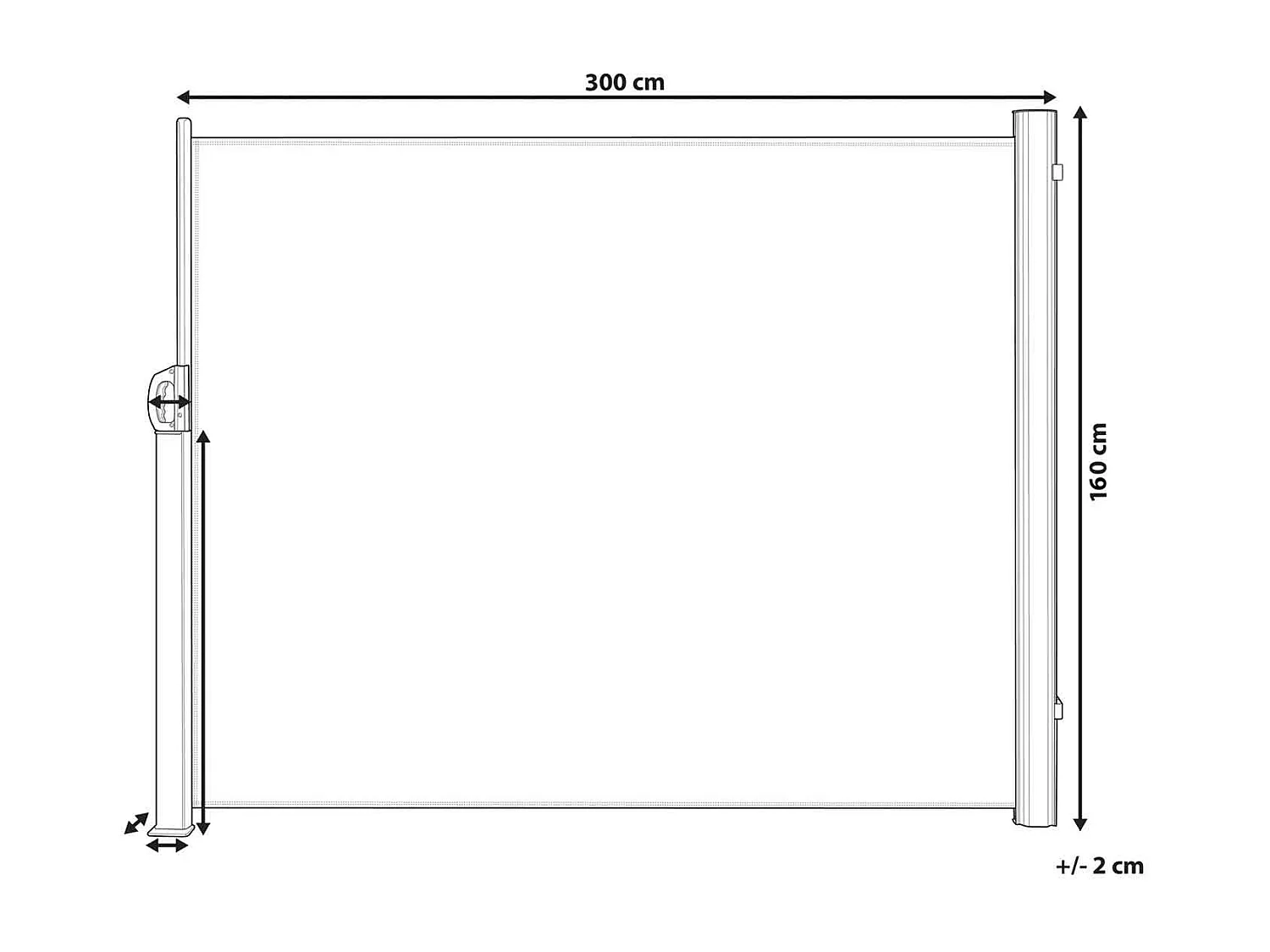 Hitee - Toldo deslizante lateral para terraza, balcón, patio H160 cm