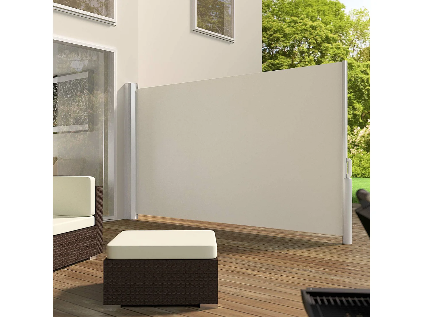 Hitee - Toldo deslizante lateral para terraza, balcón, patio H160 cm