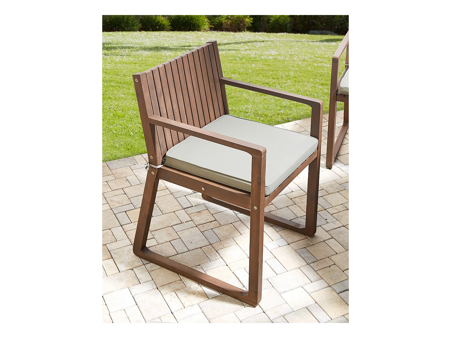 Gartenstuhl Set Akazienholz dunkelbraun mit Sitzkissen taupe 8 Stk. Sassari