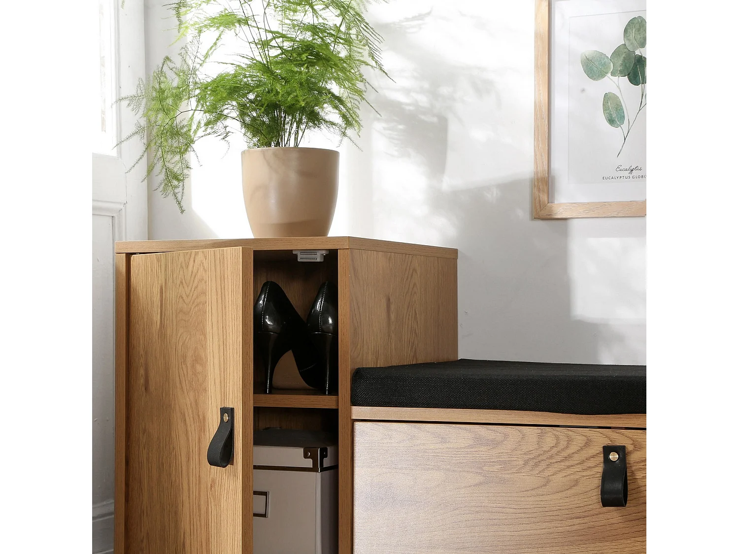 Schoenenbank met 2 opbergvakken L100 cm - JILL