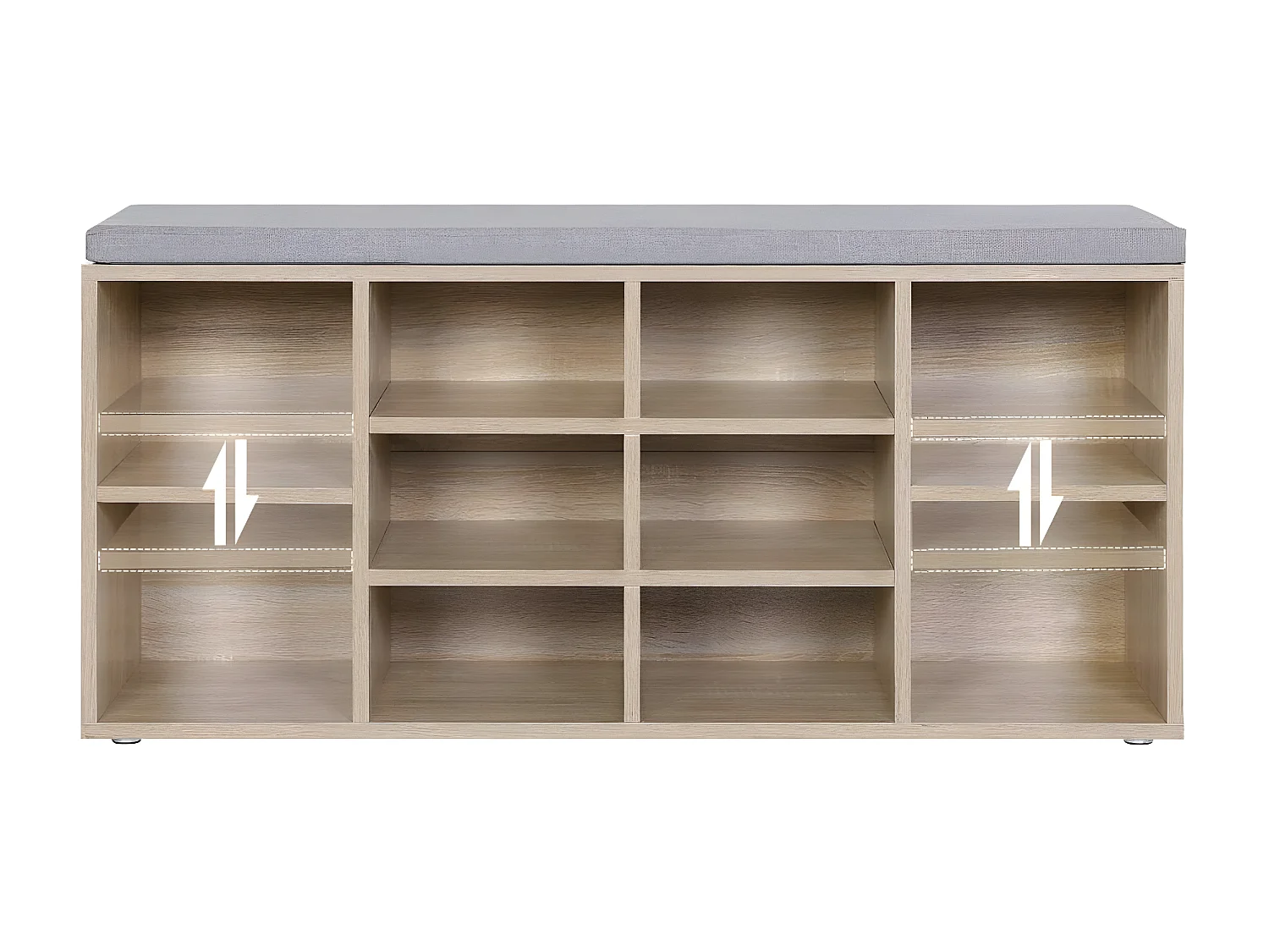 Banc à Chaussures 10 Niches Décor Bois - L104 cm