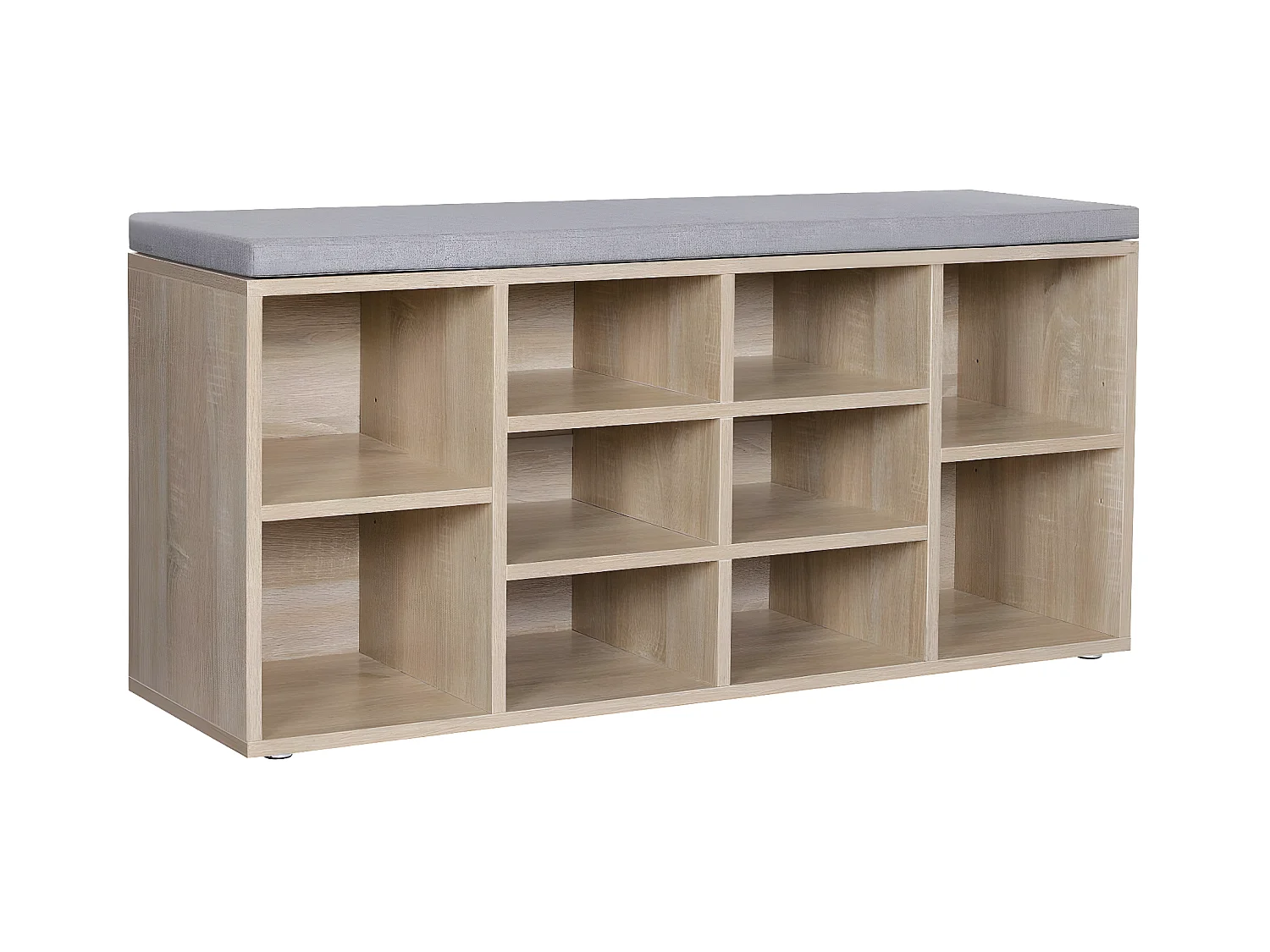 Banc à Chaussures 10 Niches Décor Bois - L104 cm