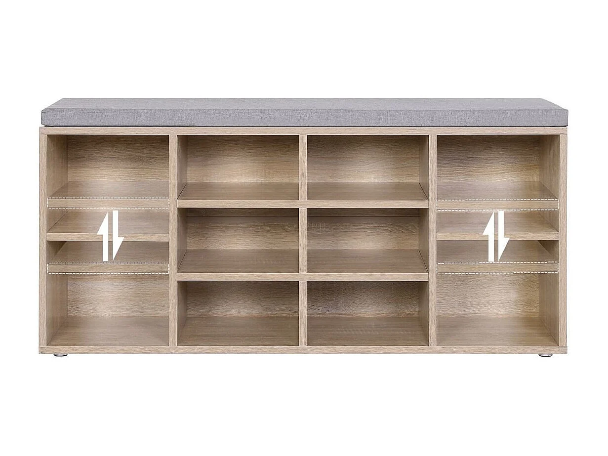 Banc à Chaussures 10 Niches Décor Bois - L104 cm