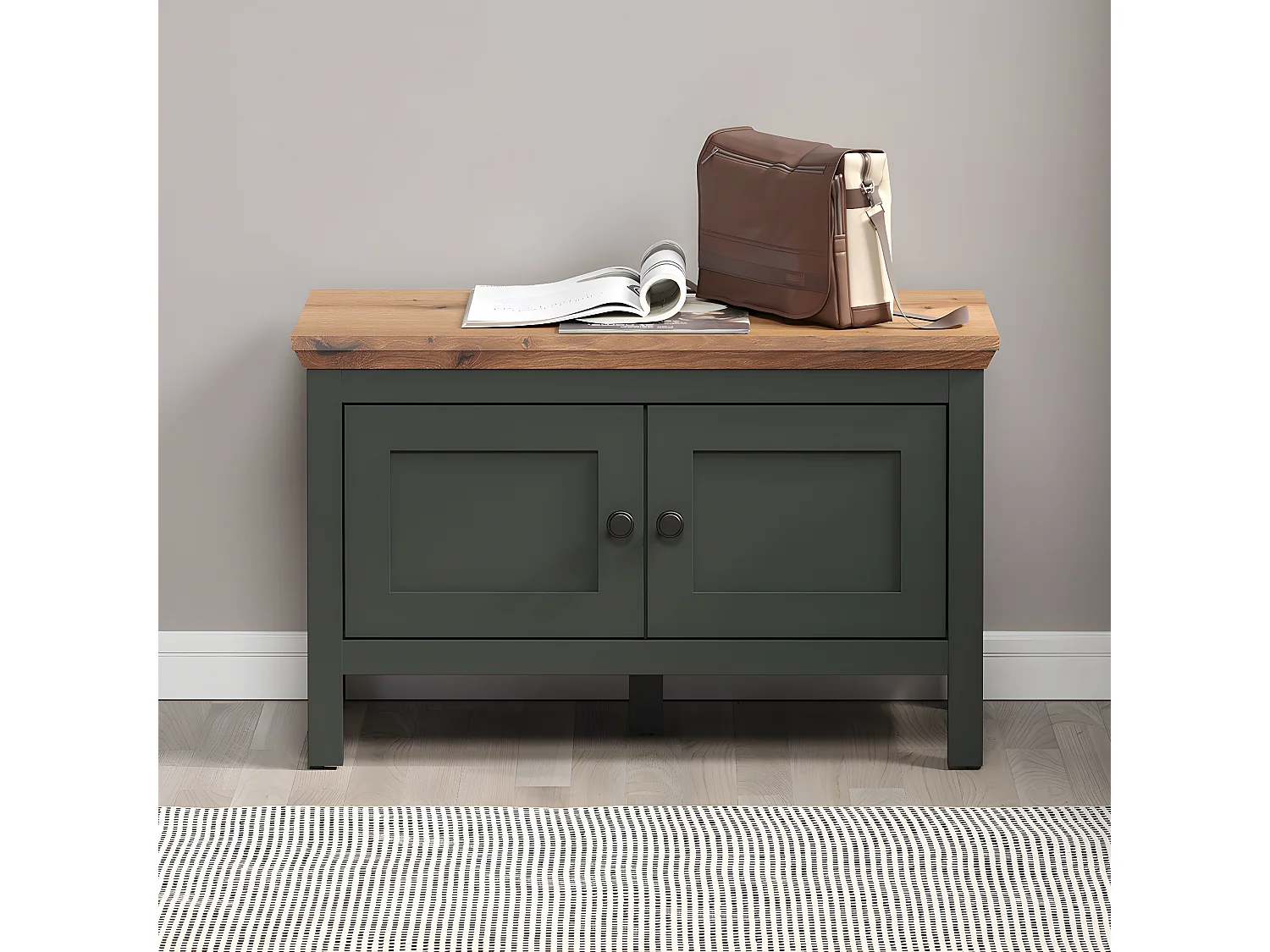 Banc avec rangement 2 portes et 2 compartiments à l'intérieur L77 cm - Stanton