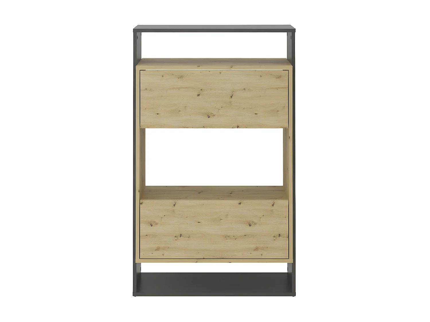 Mobile porta scarpe 2 cassetti in rovere e grigio scuro Verona 2 - L68,5 cm