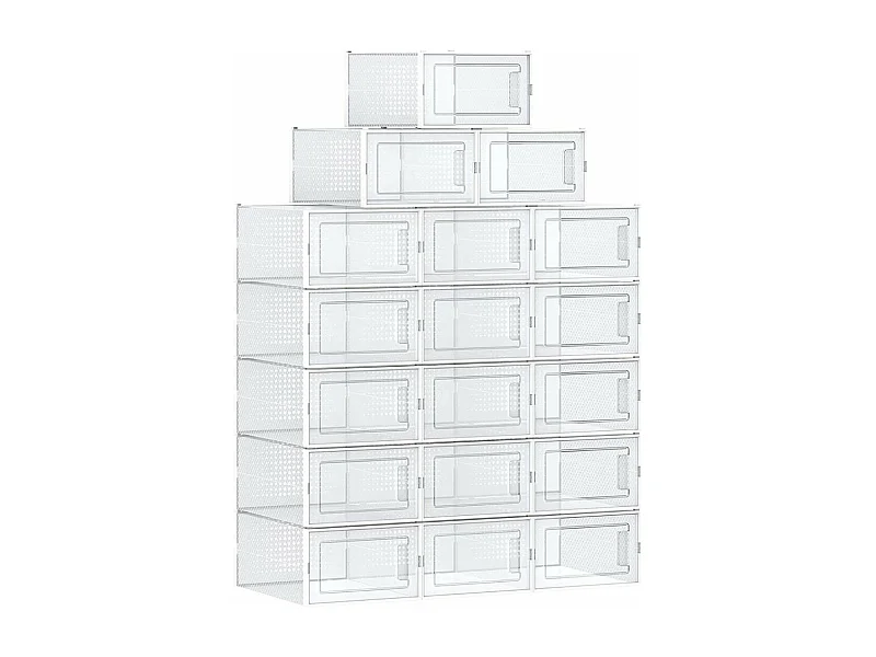 Lot de 18 boîtes à chaussures en plastique transparents empilables
