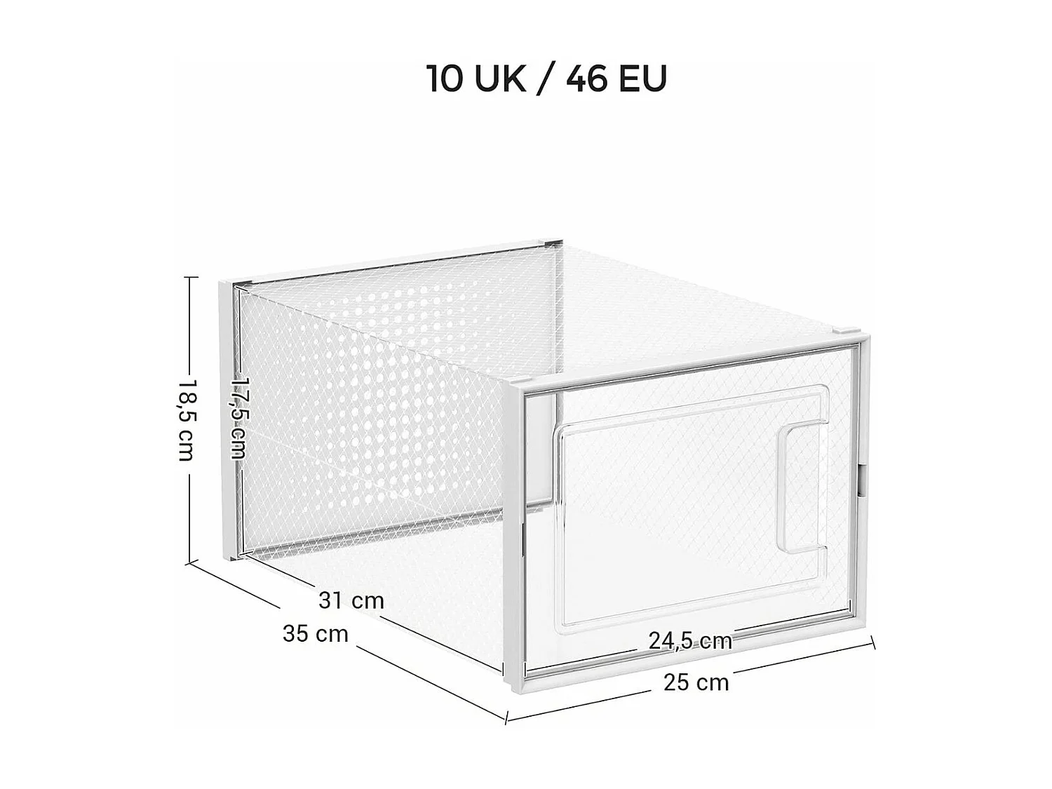 Lot de 18 boîtes à chaussures en plastique transparents empilables