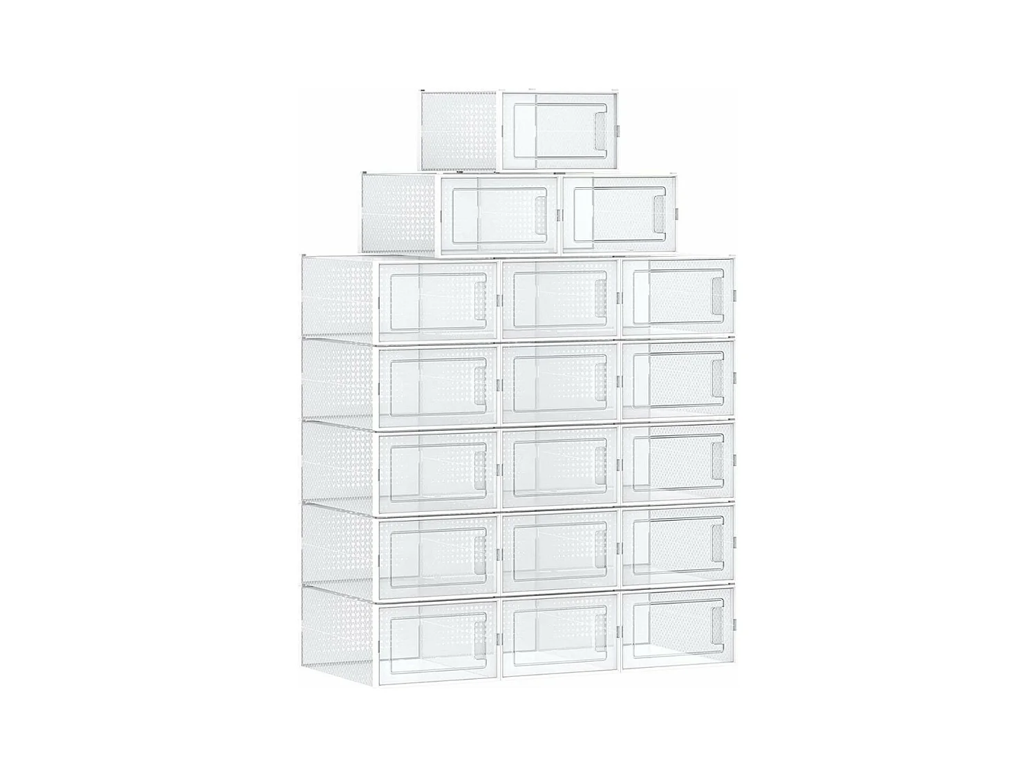 Lot de 18 boîtes à chaussures en plastique transparents empilables