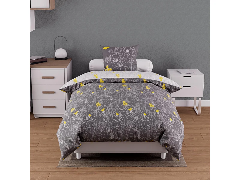 Set Funda nórdica 140x200 cm LISA Antracita 57 hilos/cm2