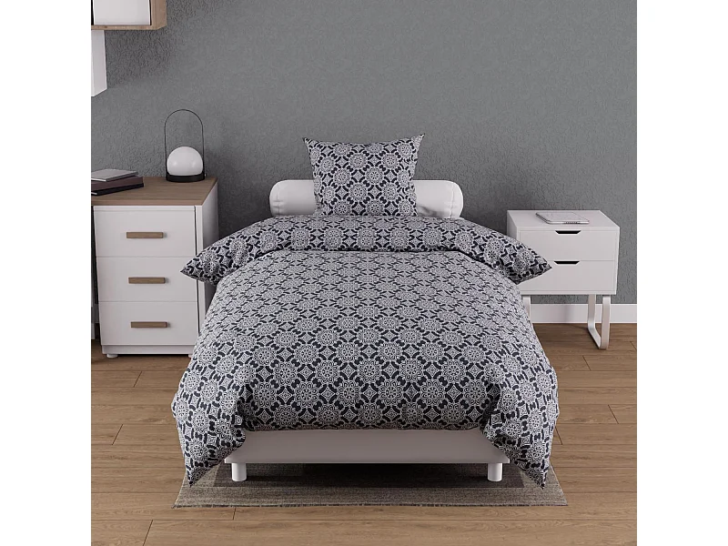 Set funda nórdica de algodón 57 hilos 140x200 cm ESMERALDA marine