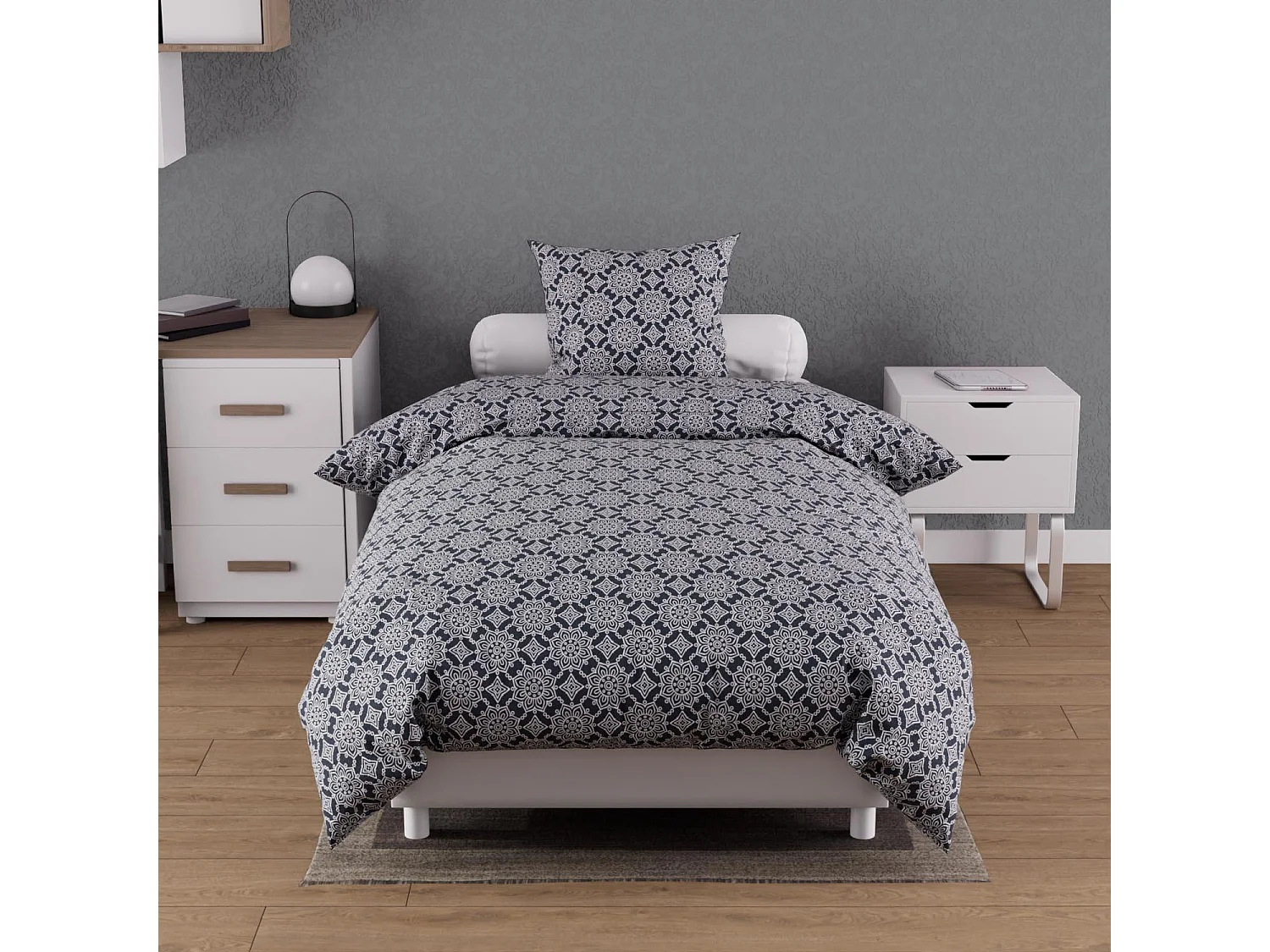 Set funda nórdica de algodón 57 hilos 140x200 cm ESMERALDA marine