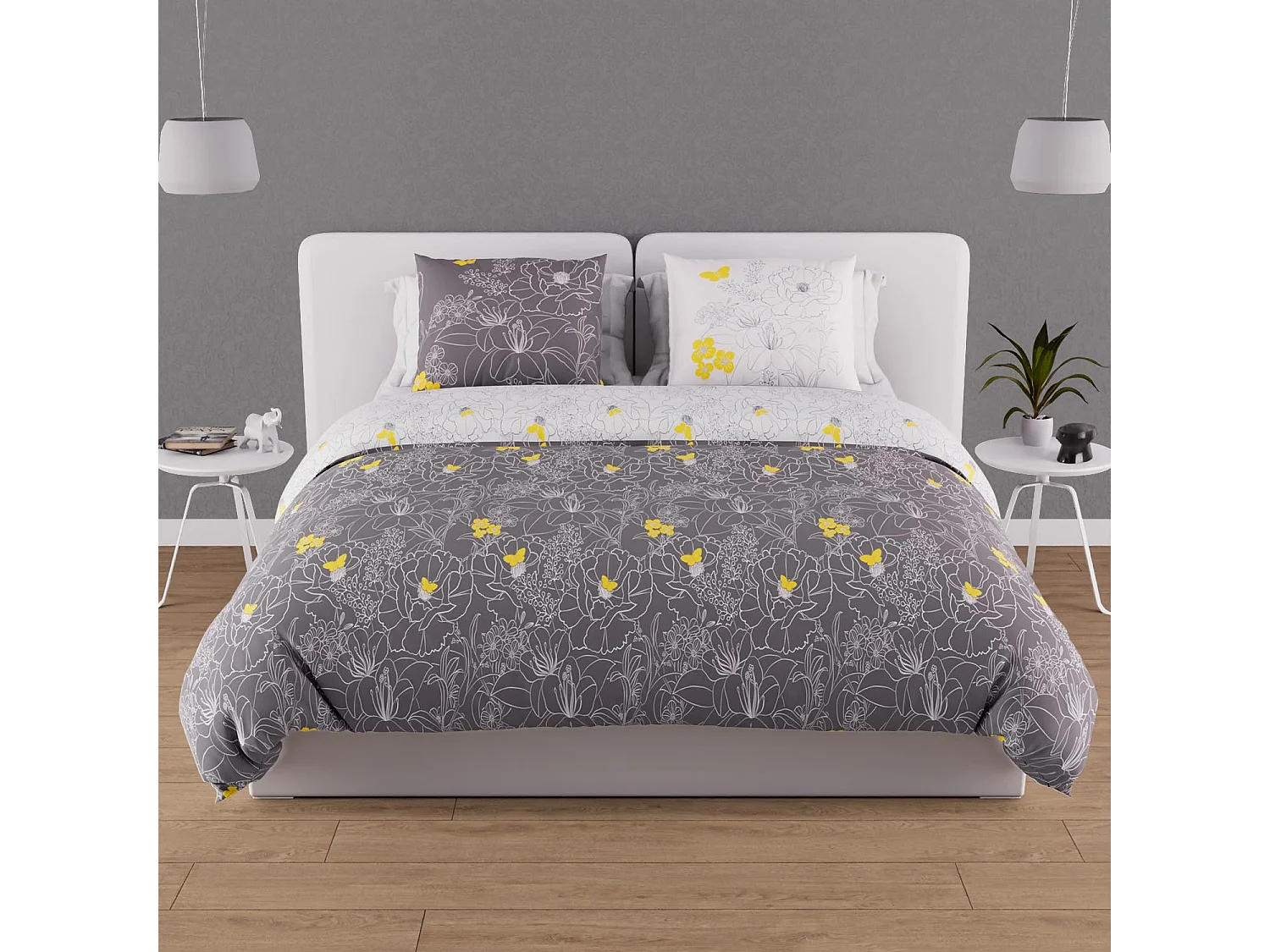 Set Funda nórdica 240X220 cm LISA Antracita 57 hilos/cm2