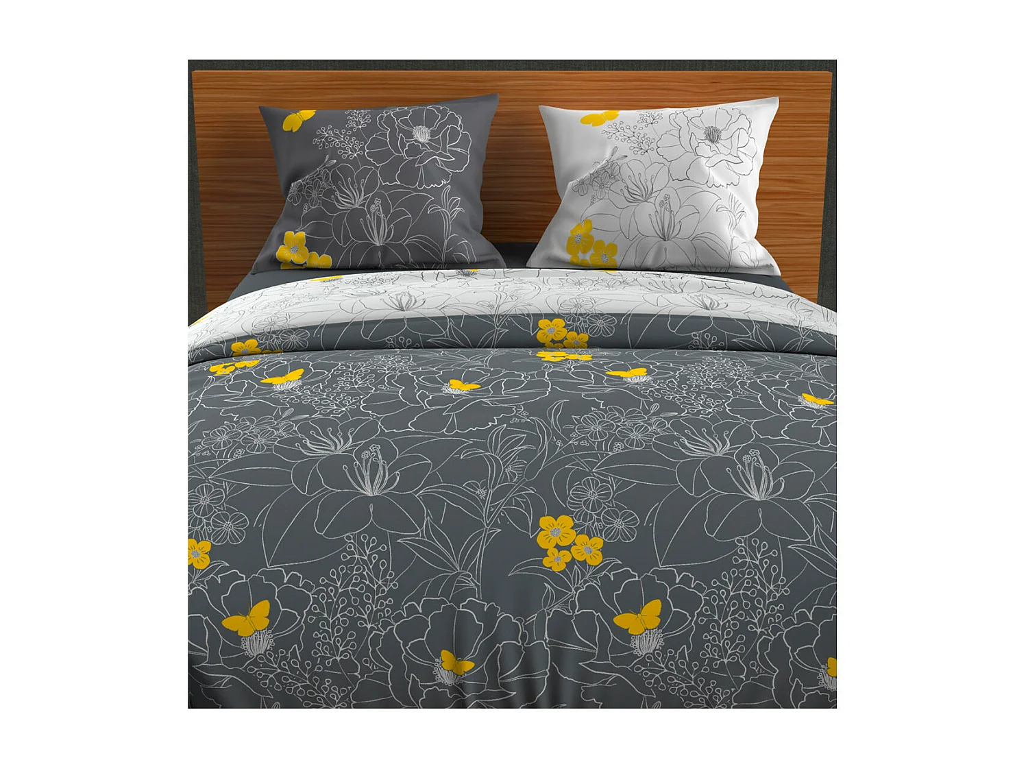 Set Funda nórdica 240X220 cm LISA Antracita 57 hilos/cm2