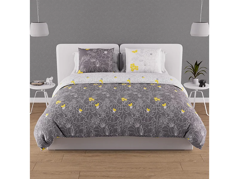 Set Funda nórdica 240X220 cm LISA Antracita 57 hilos/cm2