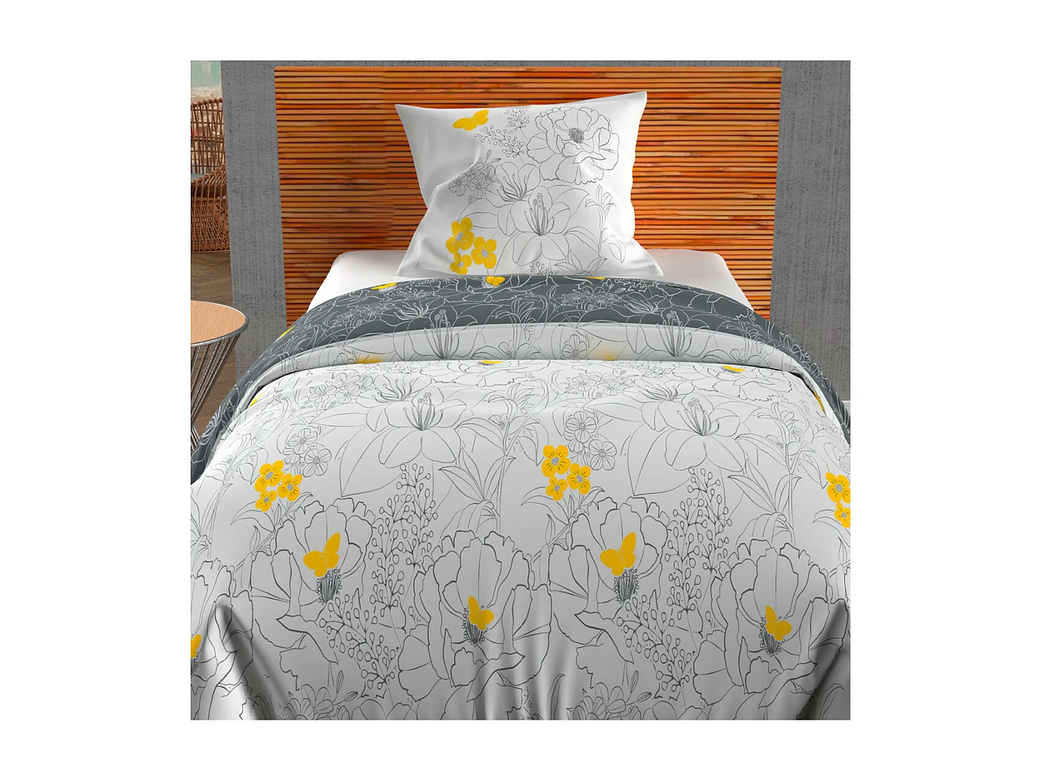 Parure Housse de couette 140x200 cm LISA Blanc 57 fils/ cm2, par Soleil d'Ocre