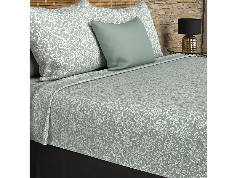 Set de sábanas de algodón 57 hilos 240x290 cm ESMERALDA verde