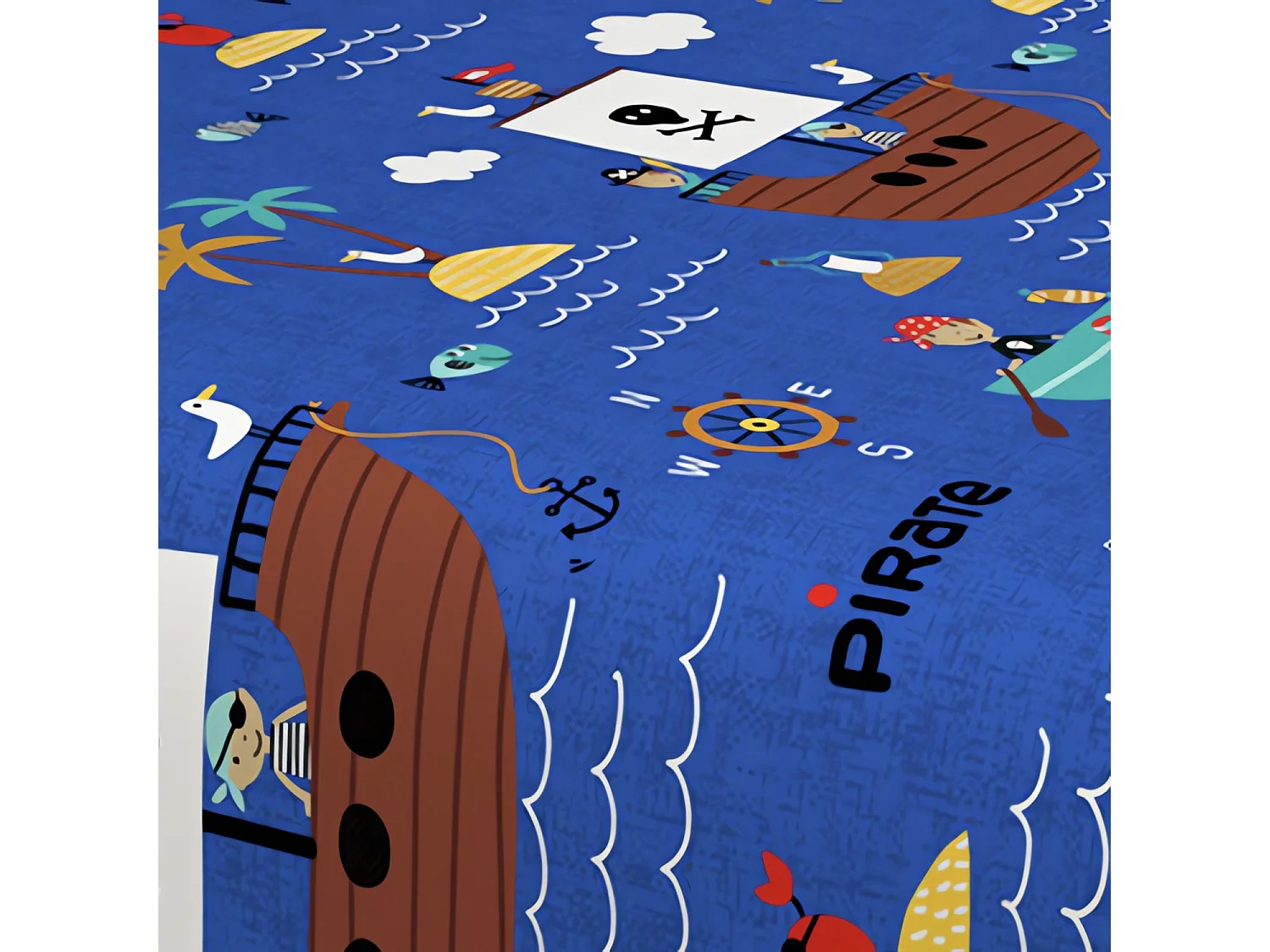 Parure de draps 180x290 cm PIRATES bleu, 100% coton 57 fils/cm2, par Soleil d'Ocre