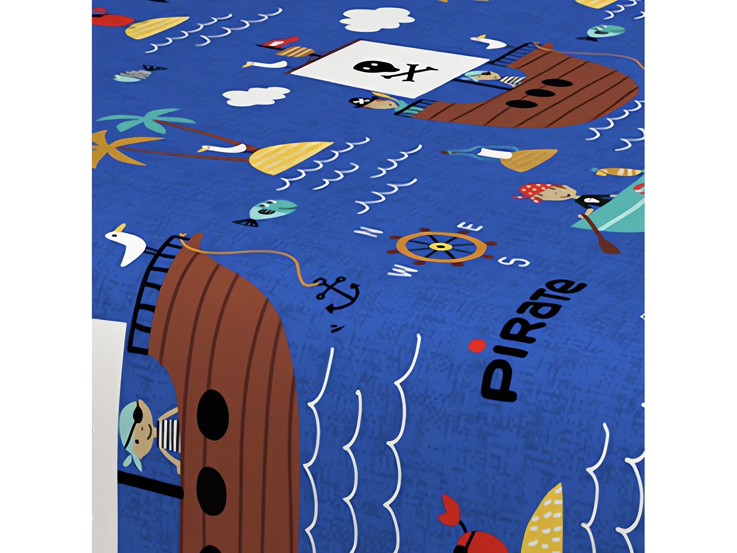 Set de sábanas 180x290 cm PIRATAS azul, 100% algodón 57 hilos/cm2