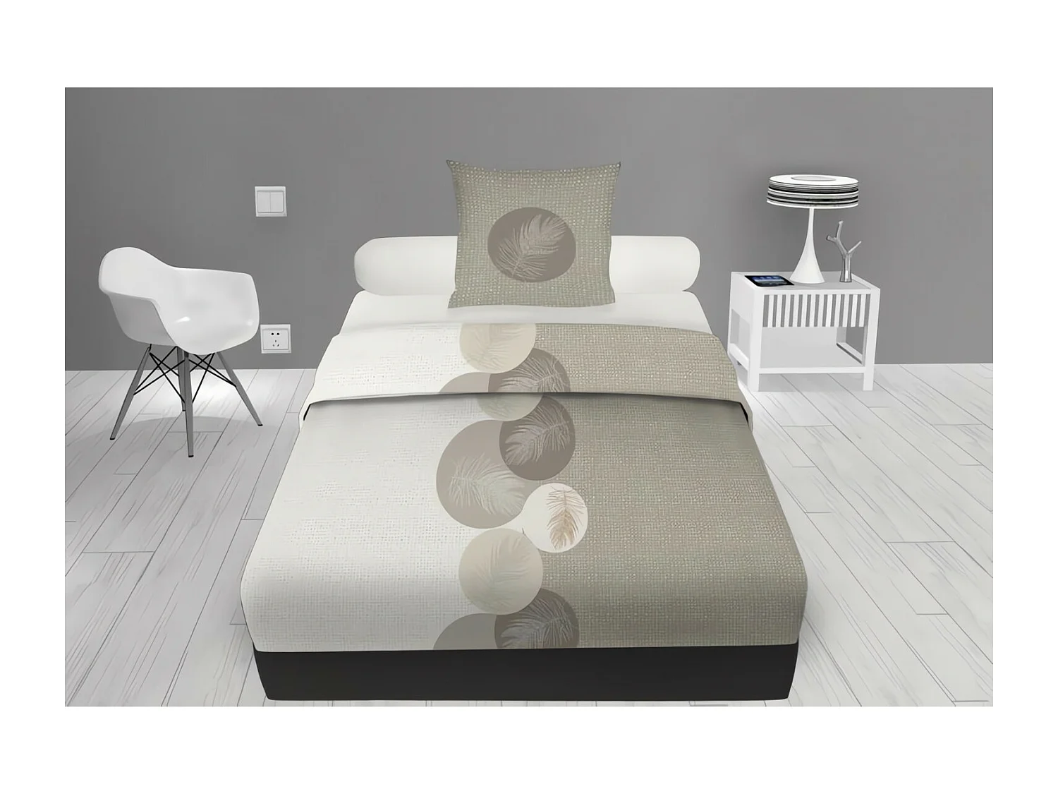 Parure de draps 180x290 cm en coton LUNA Taupe, par Soleil d'ocre