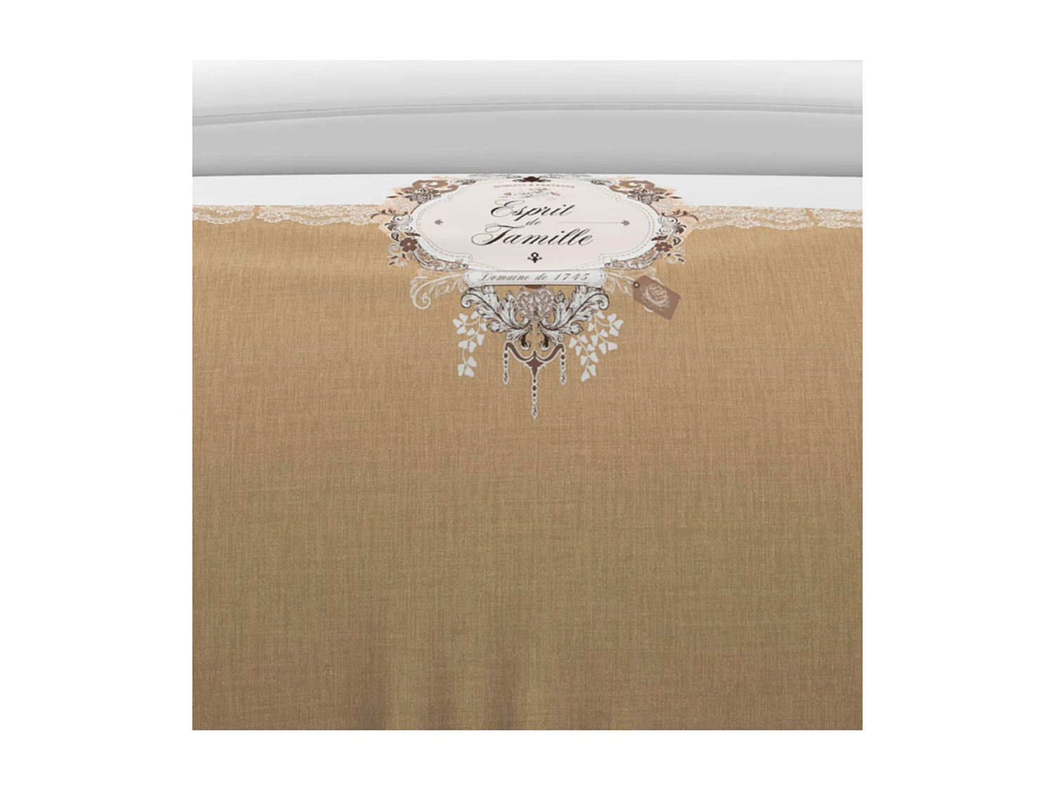 Parure housse de couette 260x240 cm en coton 57 Fils ESPRIT DE FAMILLE taupe, par Soleil d'ocre