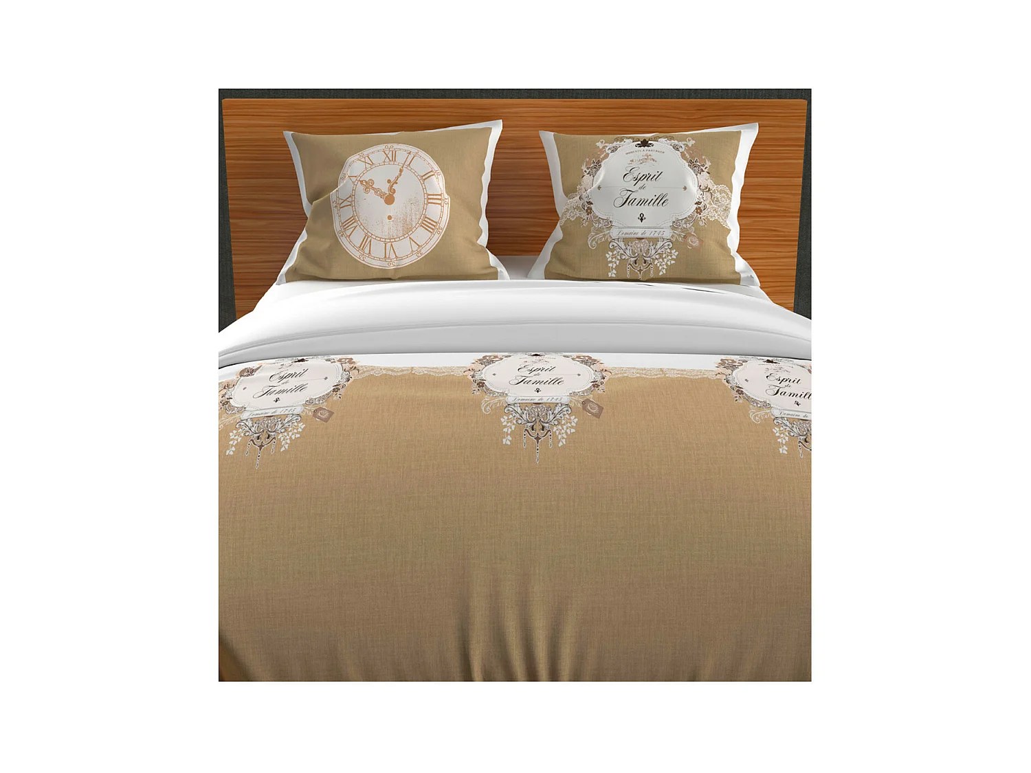 Set funda nórdica 260x240 cm algodón 57 Hilos FAMILY SPIRIT taupe