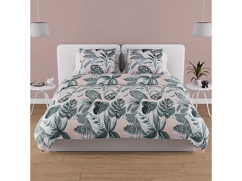 Set funda nórdica de algodón 57 hilos 240x220 cm TROPIC green