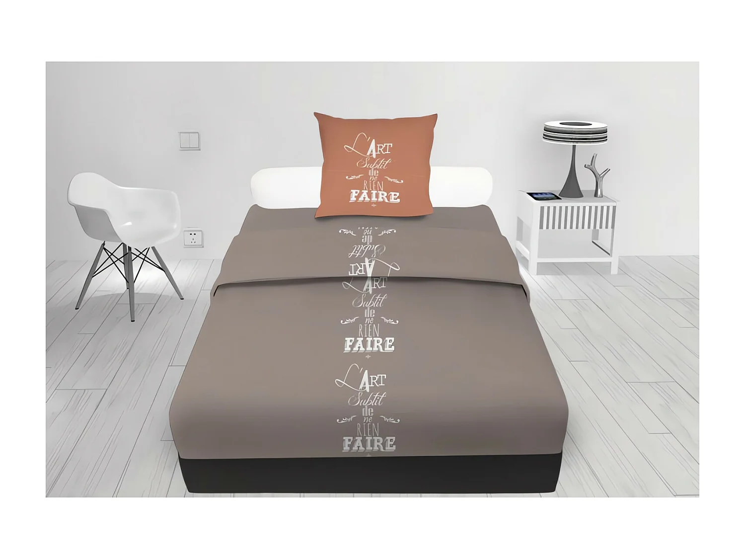 Set de sábanas 180x290 cm en algodón 57 hilos SUBTIL Taupe