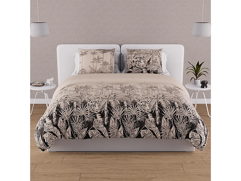 Set funda nórdica de algodón 57 hilos 260x240 cm TIGER sand