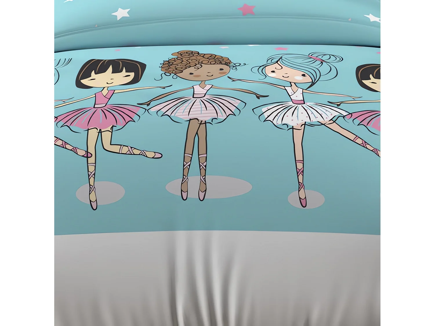 Parure housse de couette 120X150 cm DANSEUSES bleu, 100% coton 57 fils/cm2, par Soleil d'Ocre