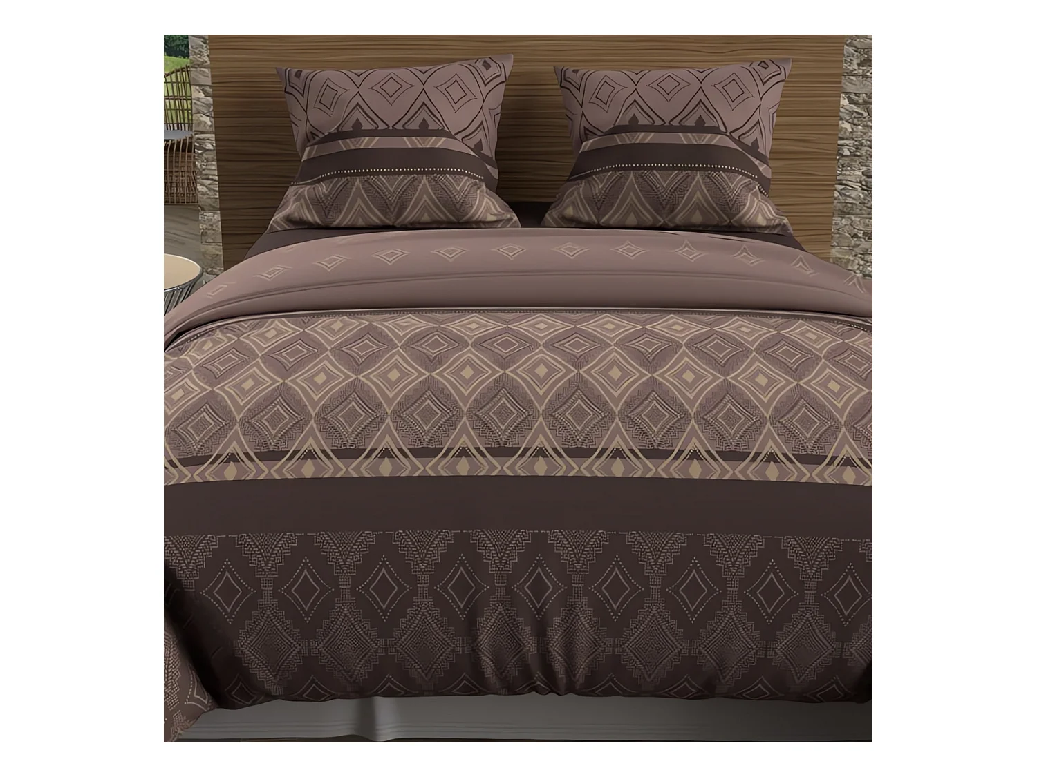 Set funda edredón de algodón 57 hilos 240x220 cm ETHNO castaño