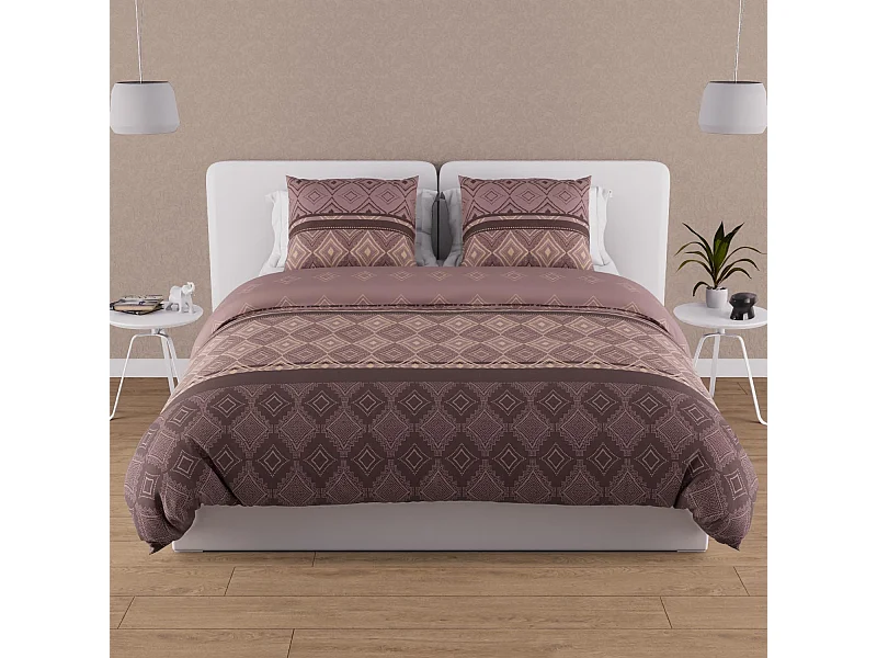 Set funda edredón de algodón 57 hilos 240x220 cm ETHNO castaño