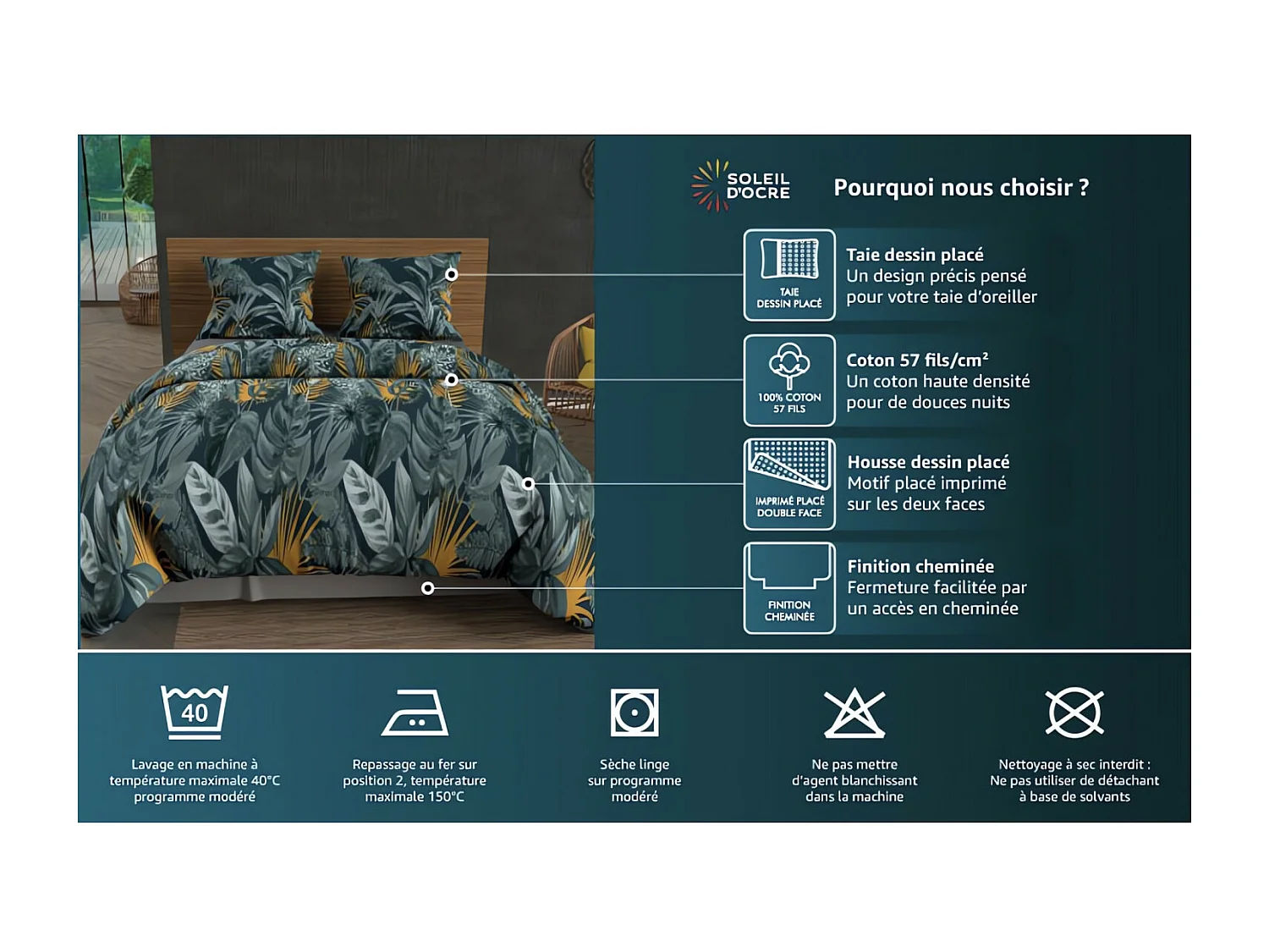 Set funda nórdica de algodón 57 hilos 140x200 cm THALES Ladrillo