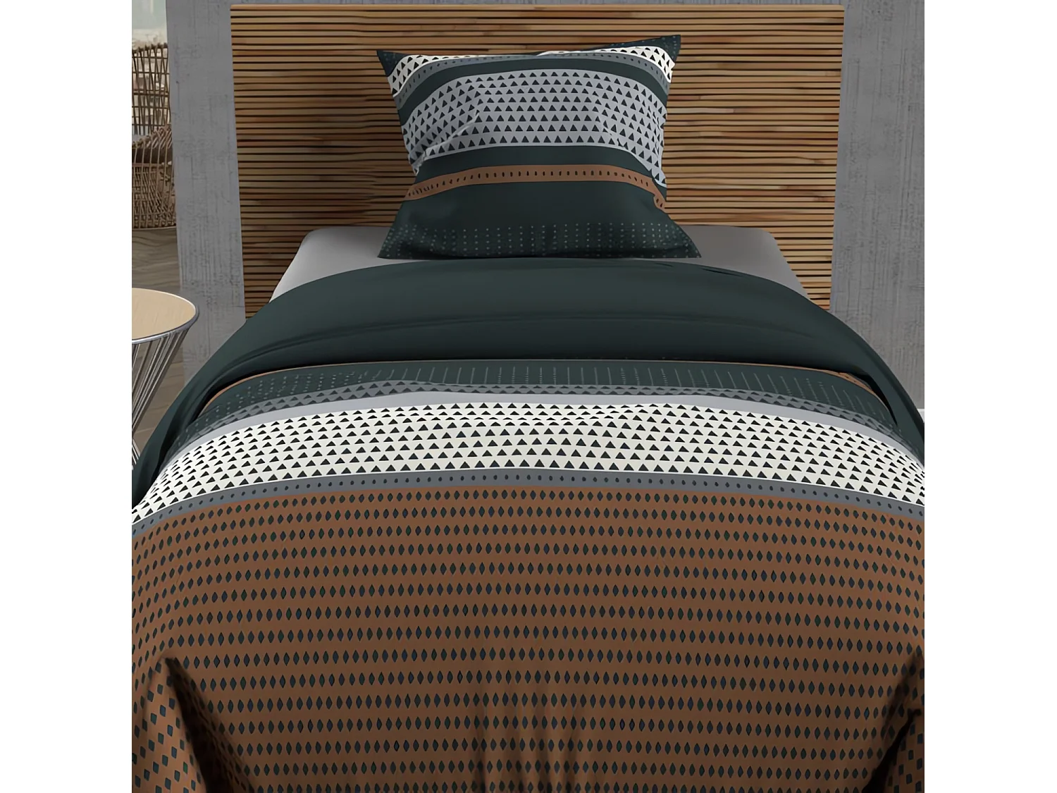 Set funda nórdica de algodón 57 hilos 140x200 cm THALES Ladrillo