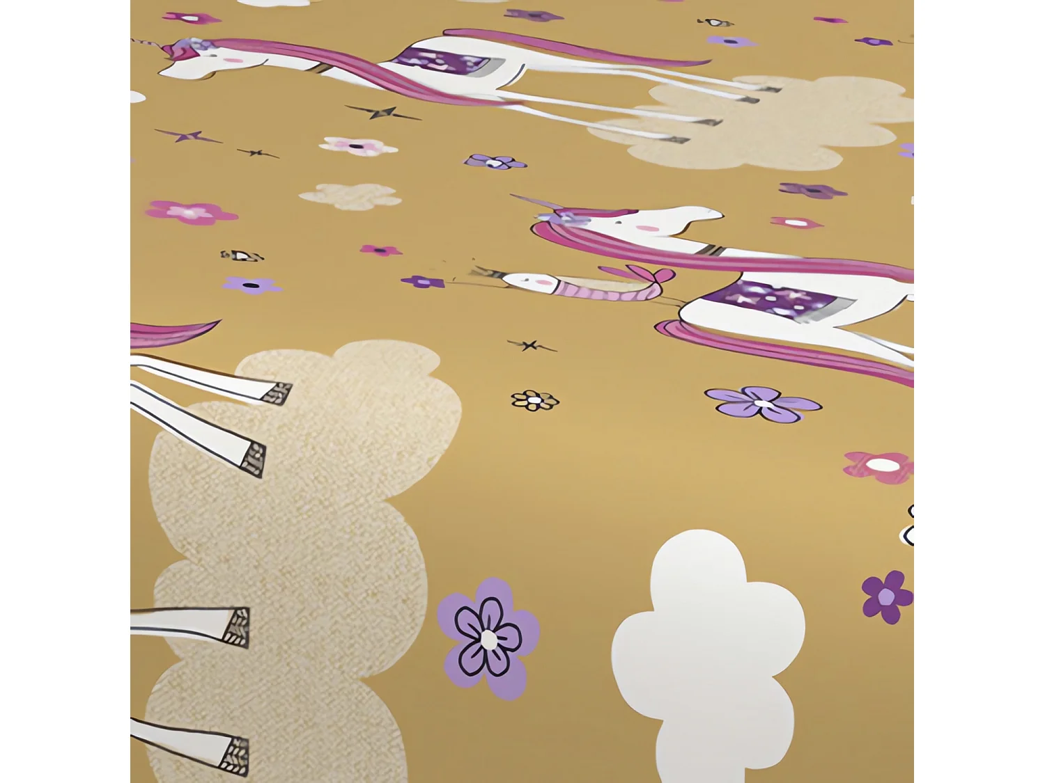 Set de sábanas 180x290 cm Unicornios amarillos, 100% algodón 57 hilos/cm2