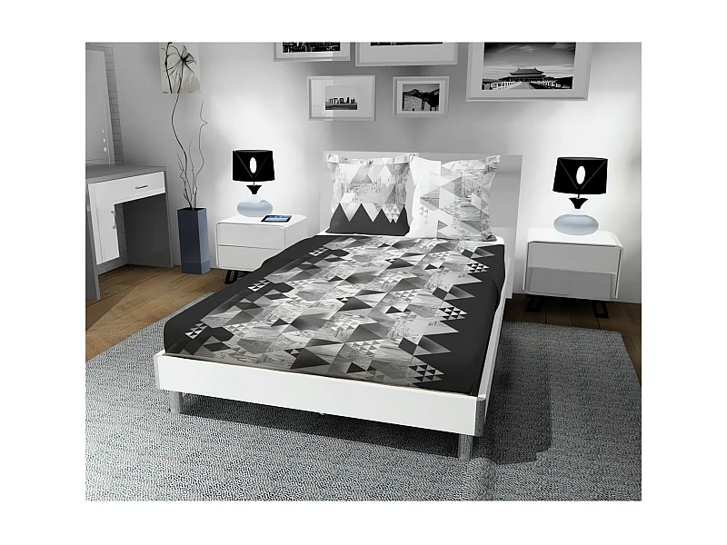 Parure de lit 240X290 cm en coton 57 Fils NORDIQUE anthracite, par Soleil d'ocre