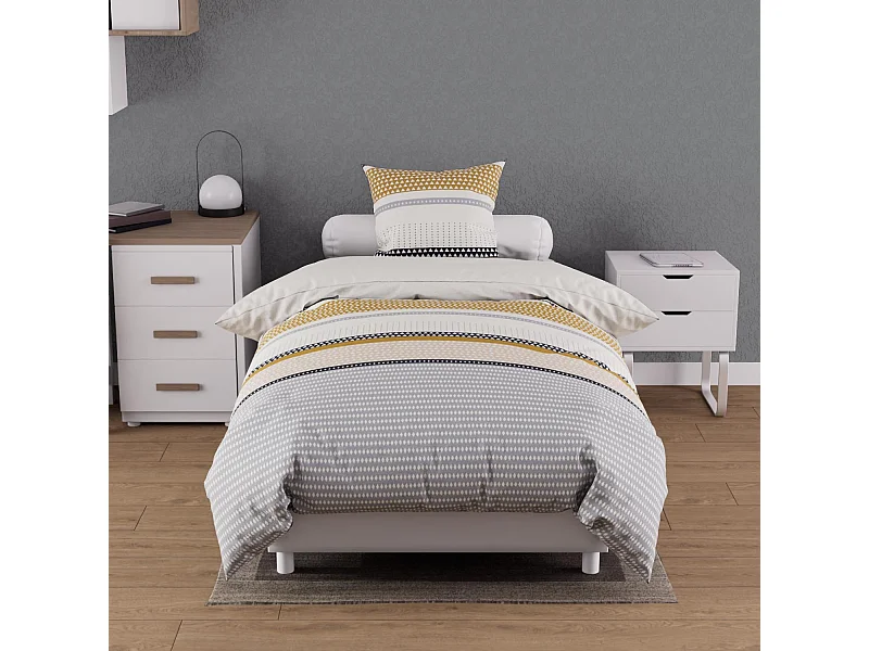 Set funda nórdica de algodón 57 hilos 140x200 cm THALES mostaza