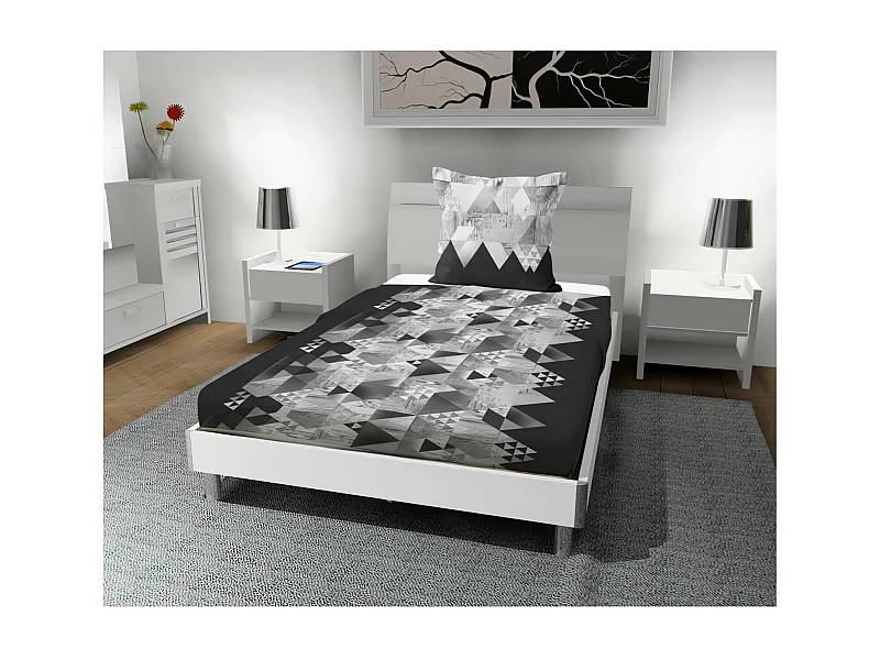 Set de sábanas 180x290 cm en algodón 57 hilos NORDIQUE antracita