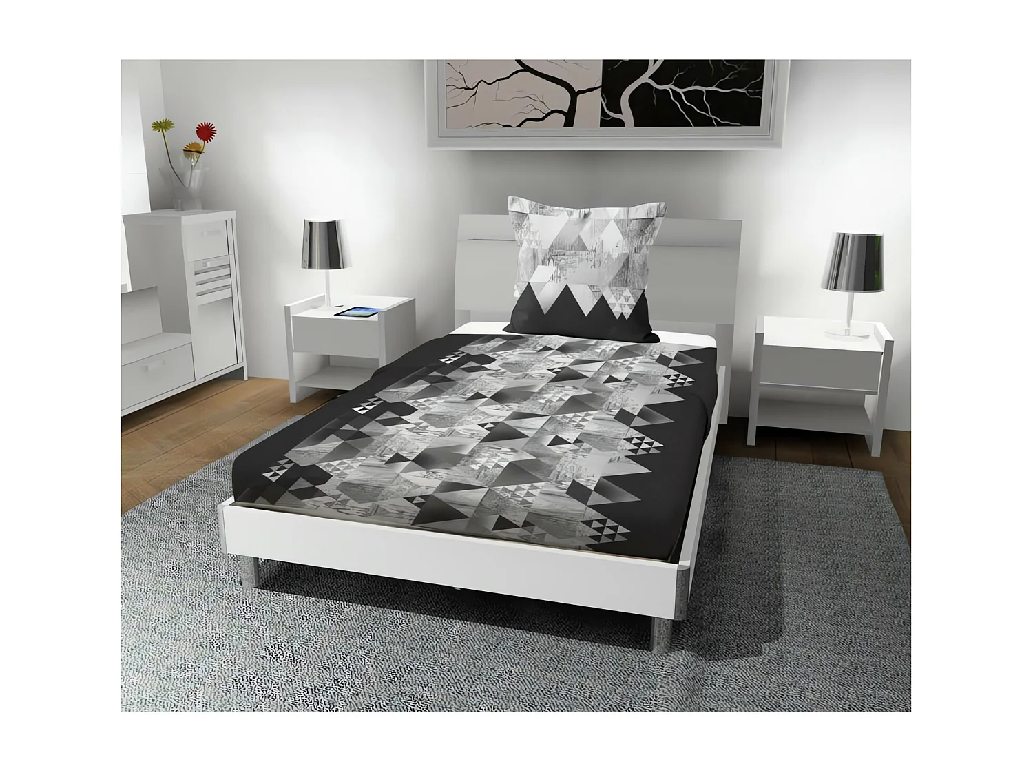 Set de sábanas 180x290 cm en algodón 57 hilos NORDIQUE antracita