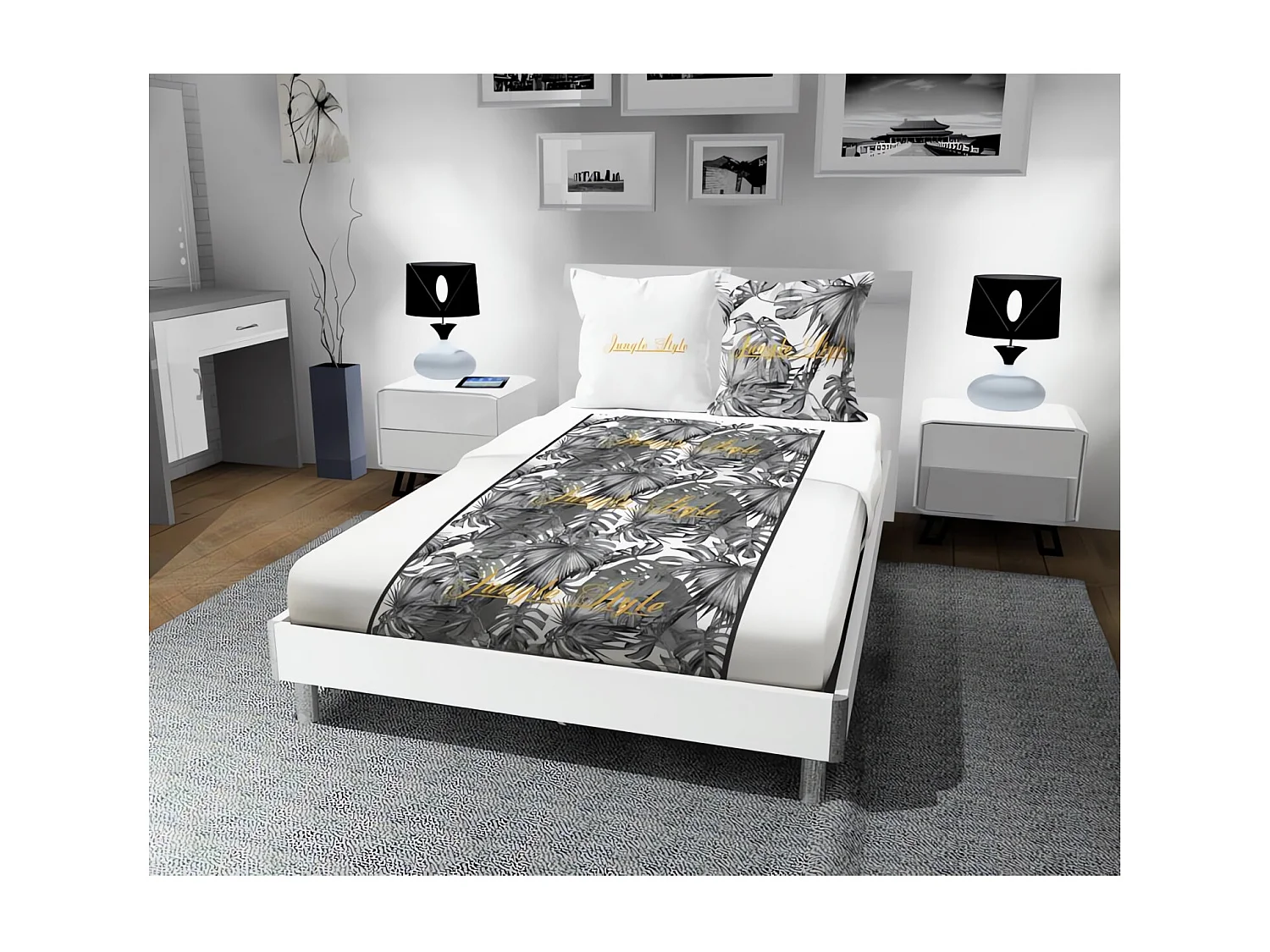 Set de sábanas 260X300 cm en algodón 57 Hilos NOUMEA negro