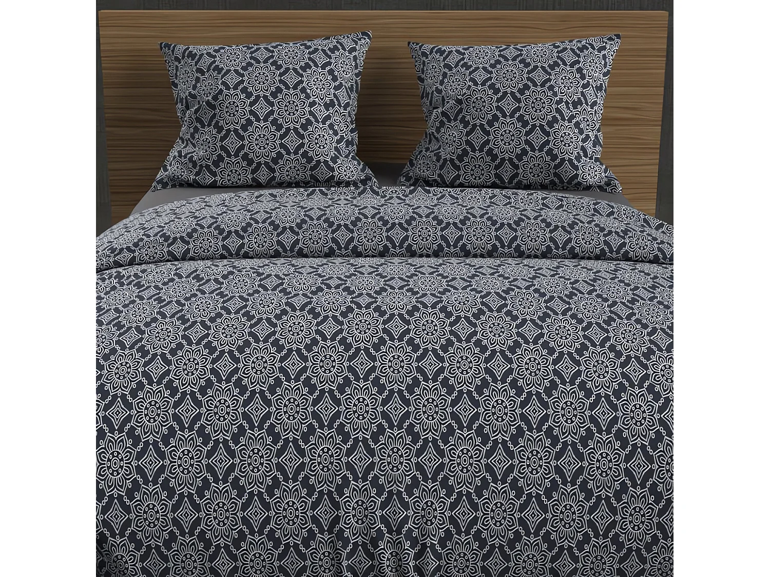 Set funda nórdica de algodón 57 hilos 260x240 cm ESMERALDA marine