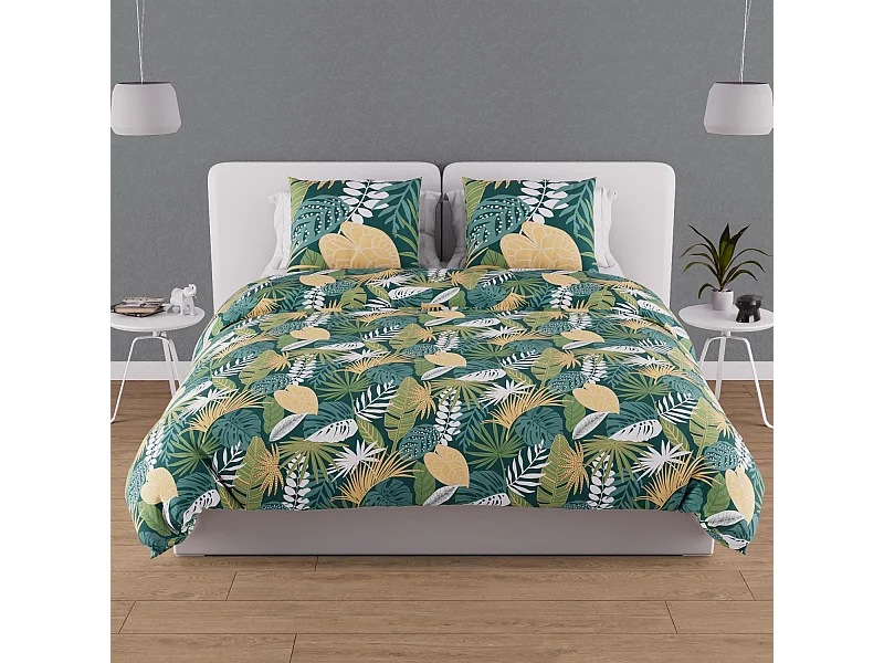 Set funda nórdica de algodón 57 hilos 260x240 cm TANZANIA verde