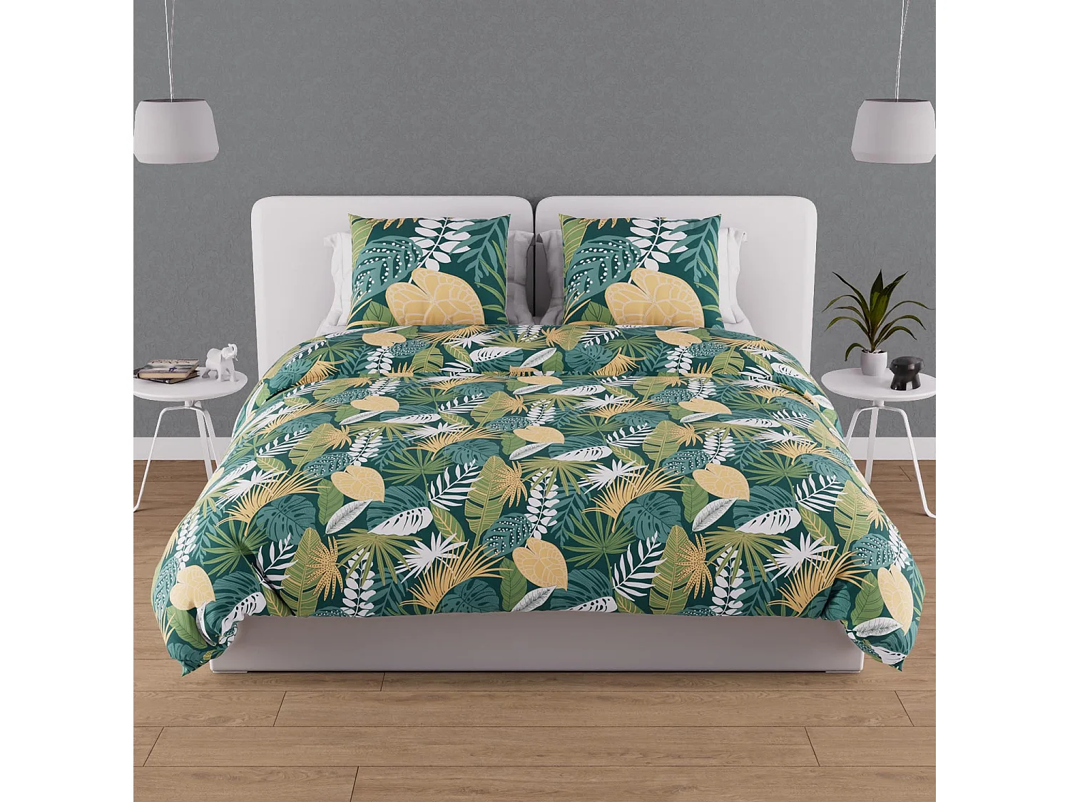 Set funda nórdica de algodón 57 hilos 260x240 cm TANZANIA verde